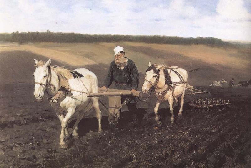 Ilya Repin A Ploughman,Leo Tolstoy Ploughing Spain oil painting art
